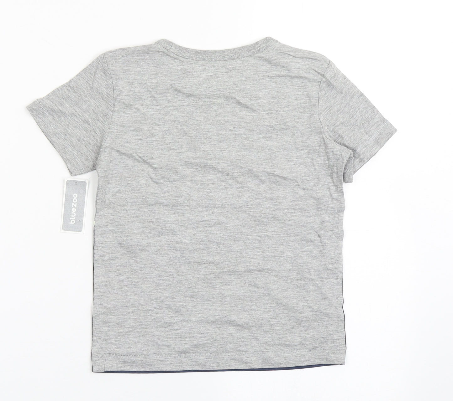 Blue Zoo Boys Grey  Cotton Basic T-Shirt Size 2-3 Years Round Neck Pullover - Dinosaur, Tractor