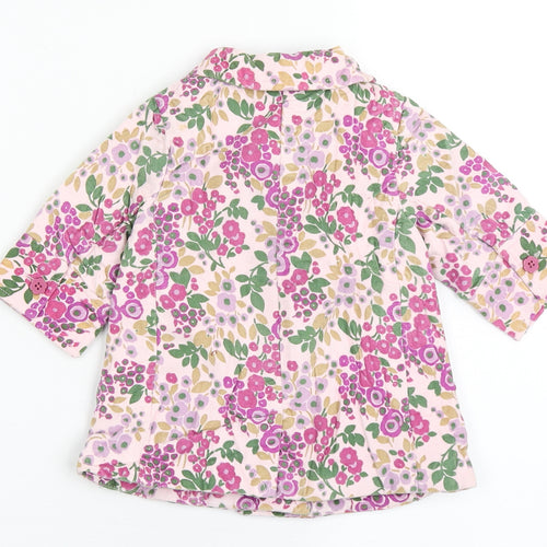 Gap Girls Pink Floral  Overcoat Coat Size 3-6 Months   Button