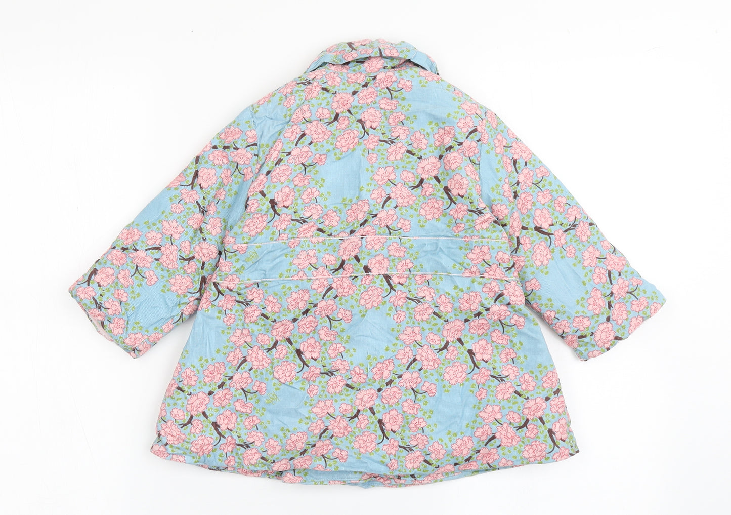 KENZO Girls Blue Floral  Overcoat Coat Size 18 Months   Button