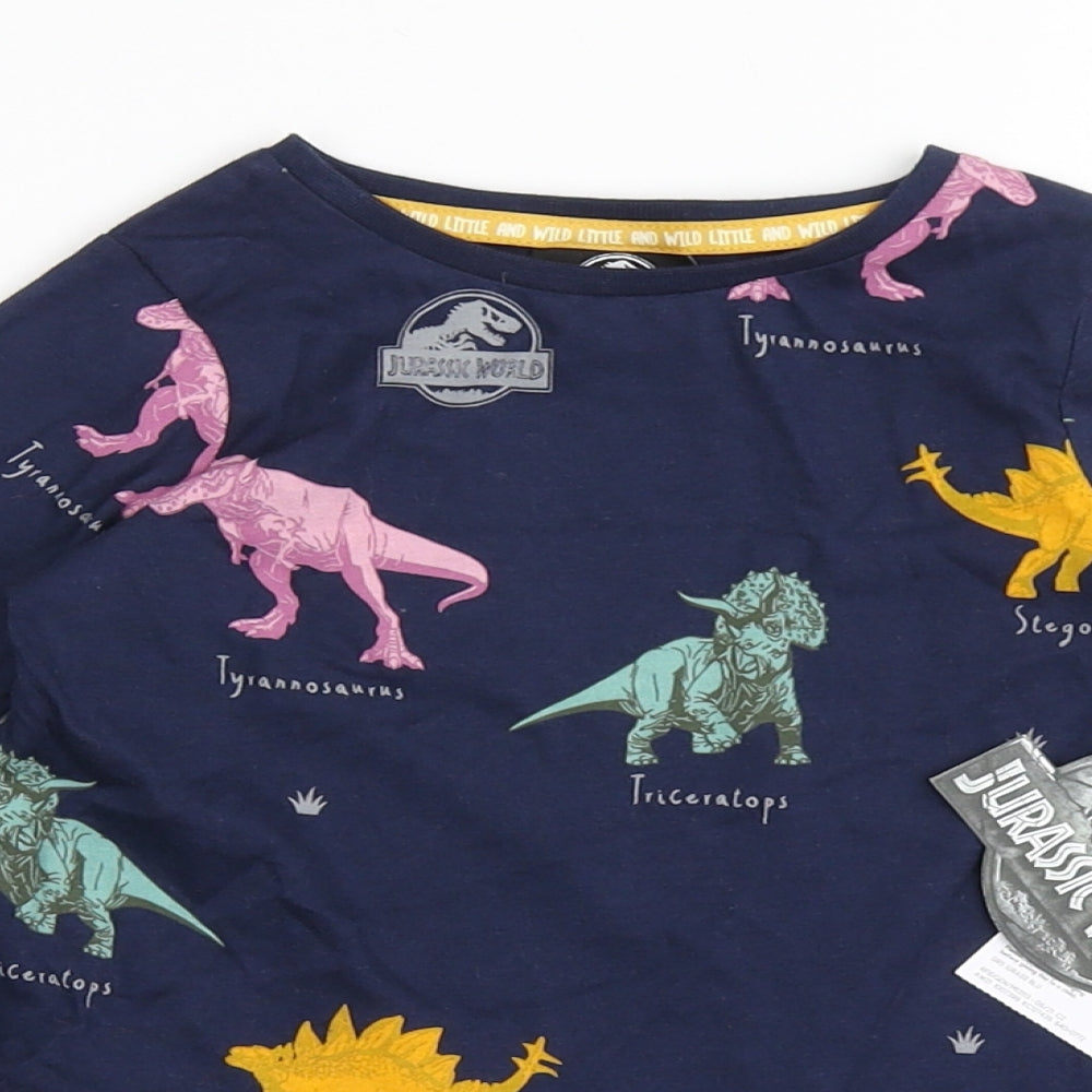 Jurassic World Girls Blue  100% Cotton T-Shirt Dress  Size 12-18 Months  Round Neck Pullover - Dinosaurs