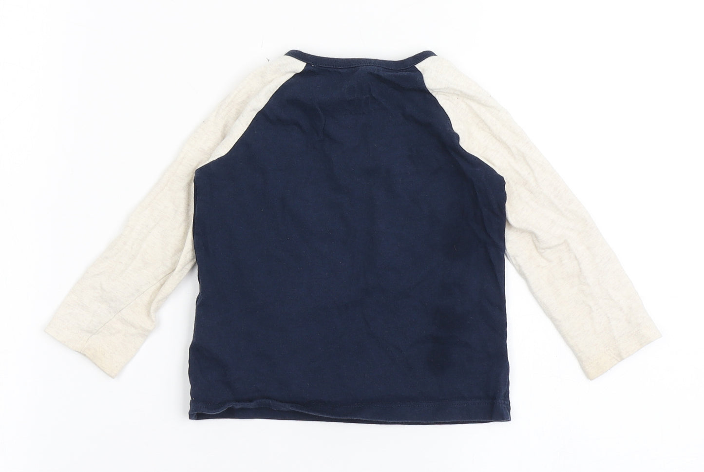 F&F Boys Blue  100% Cotton Basic T-Shirt Size 9-12 Months Round Neck Pullover - Funday