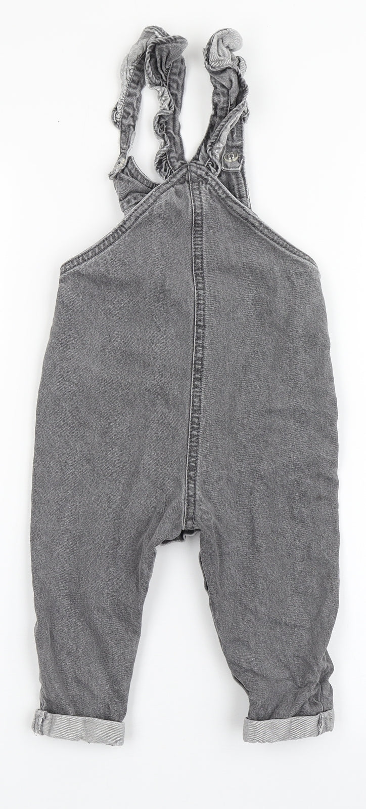 NEXT Boys Grey  100% Cotton Dungaree Outfit/Set Size 18-24 Months  Snap - Bear