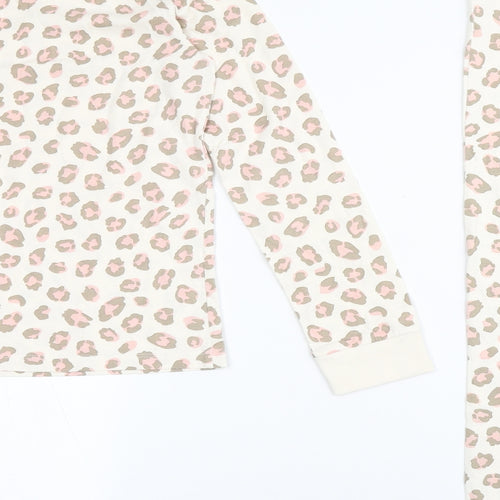 F&F Girls Ivory Animal Print Cotton Top Pyjama Set Size 12-13 Years  Pullover
