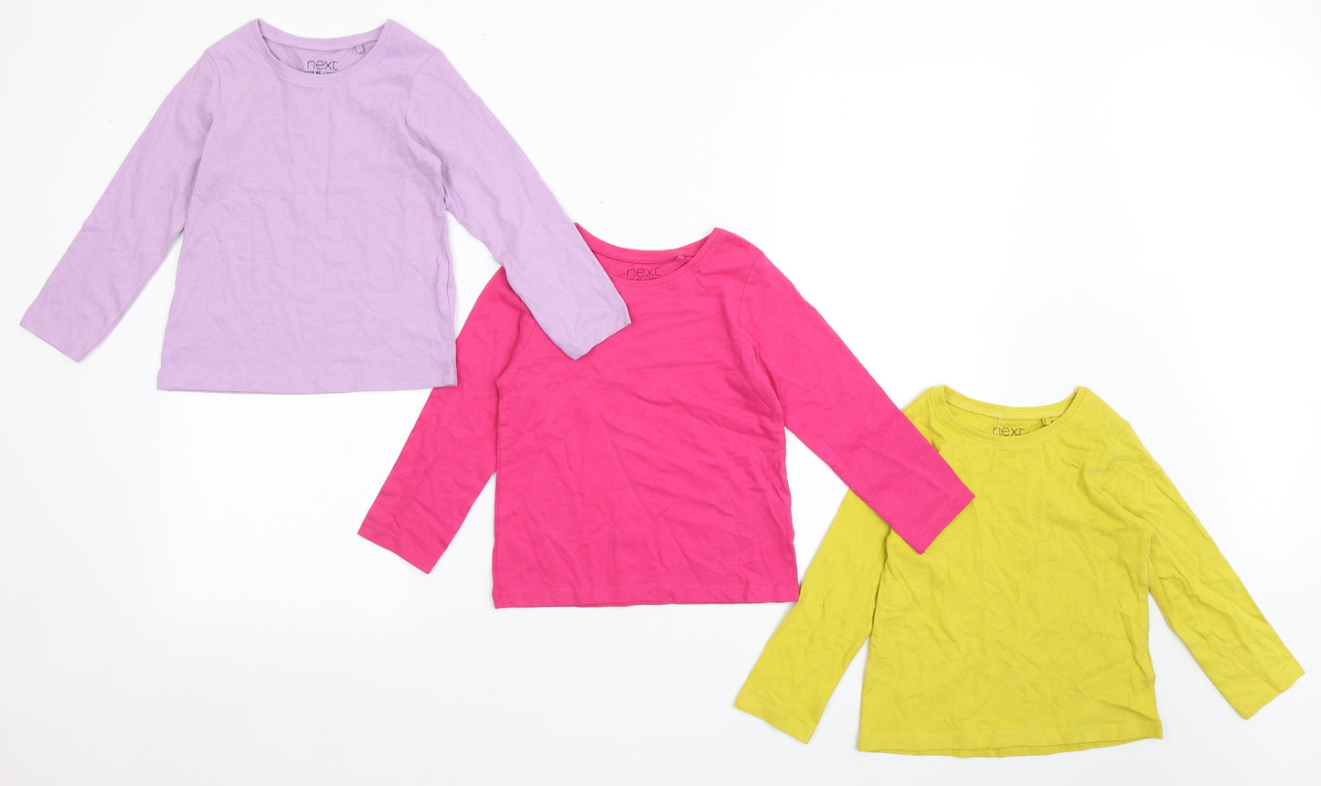 NEXT Girls Multicoloured  100% Cotton Basic T-Shirt Size 2-3 Years Round Neck Pullover