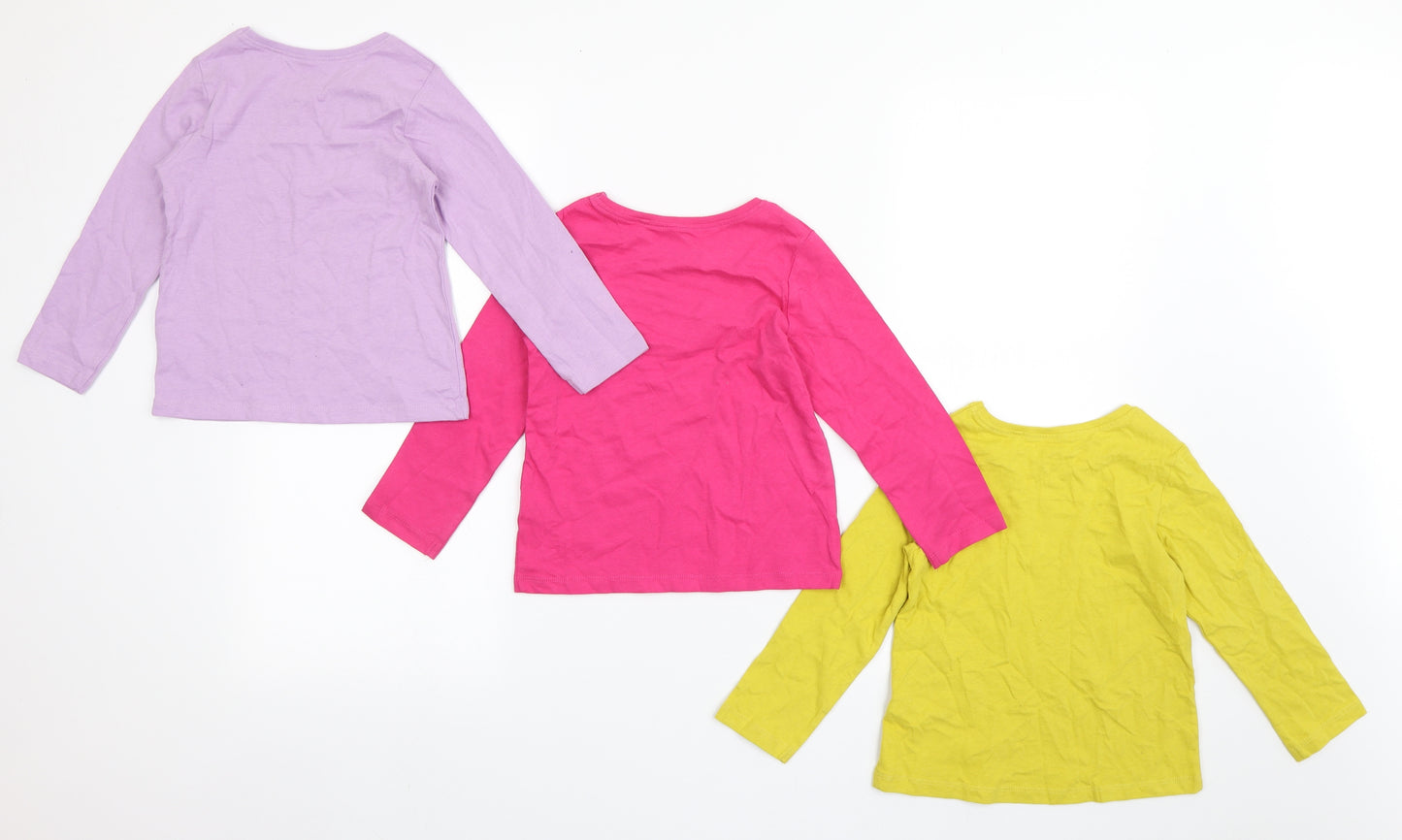NEXT Girls Multicoloured  100% Cotton Basic T-Shirt Size 2-3 Years Round Neck Pullover