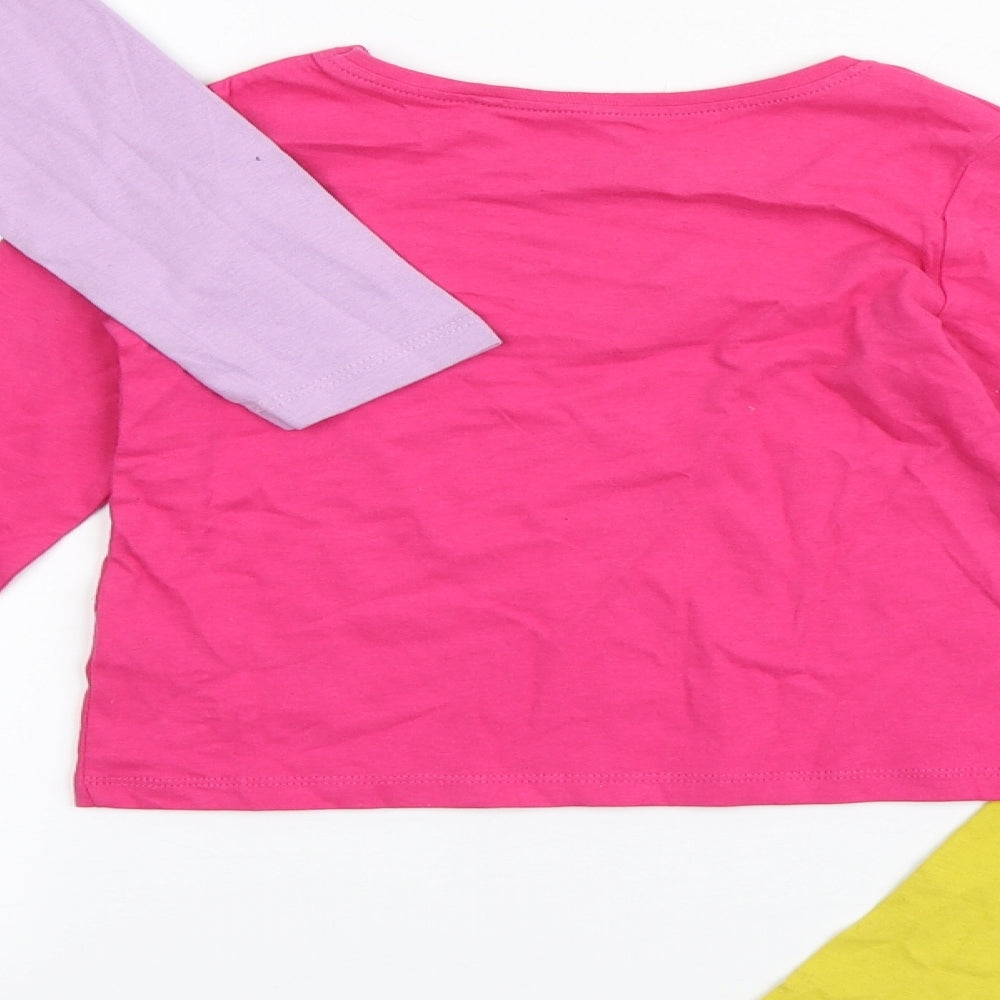 NEXT Girls Multicoloured  100% Cotton Basic T-Shirt Size 2-3 Years Round Neck Pullover
