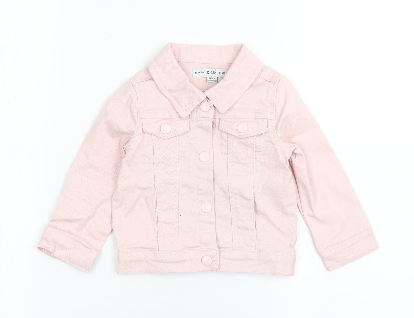 Primark Boys Pink   Biker Jacket Size 12-18 Months   Button