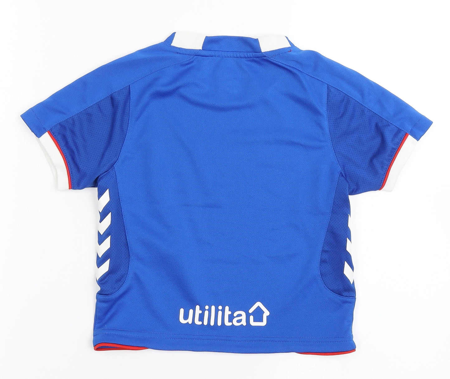 Hummel Boys Blue  100% Polyester Jersey T-Shirt Size 2-3 Years Round Neck Pullover - Rangers FC