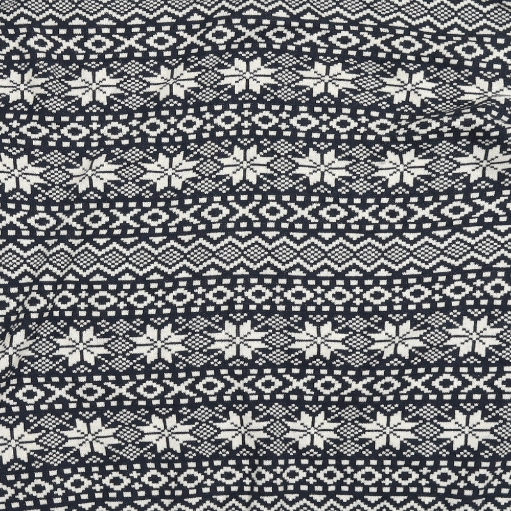 H&M Mens Blue Round Neck Fair Isle Polyester Pullover Jumper Size M