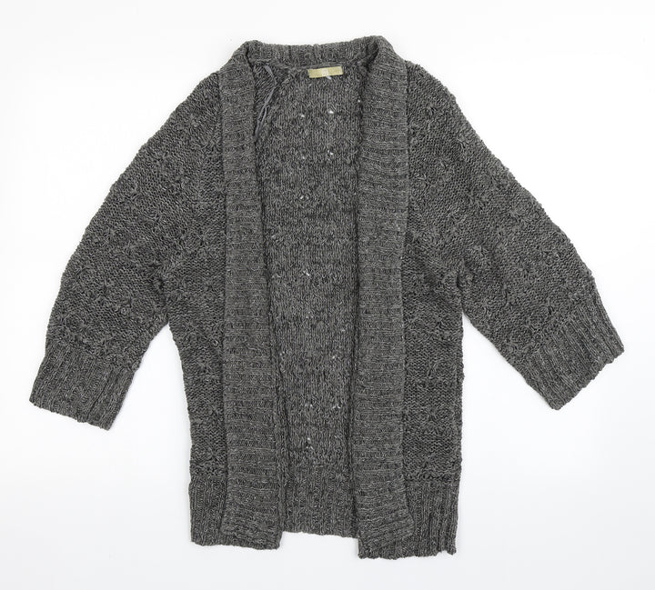 TU Womens Grey V-Neck  Acrylic Cardigan Jumper Size 8