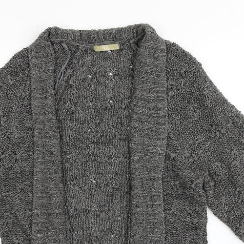 TU Womens Grey V-Neck  Acrylic Cardigan Jumper Size 8