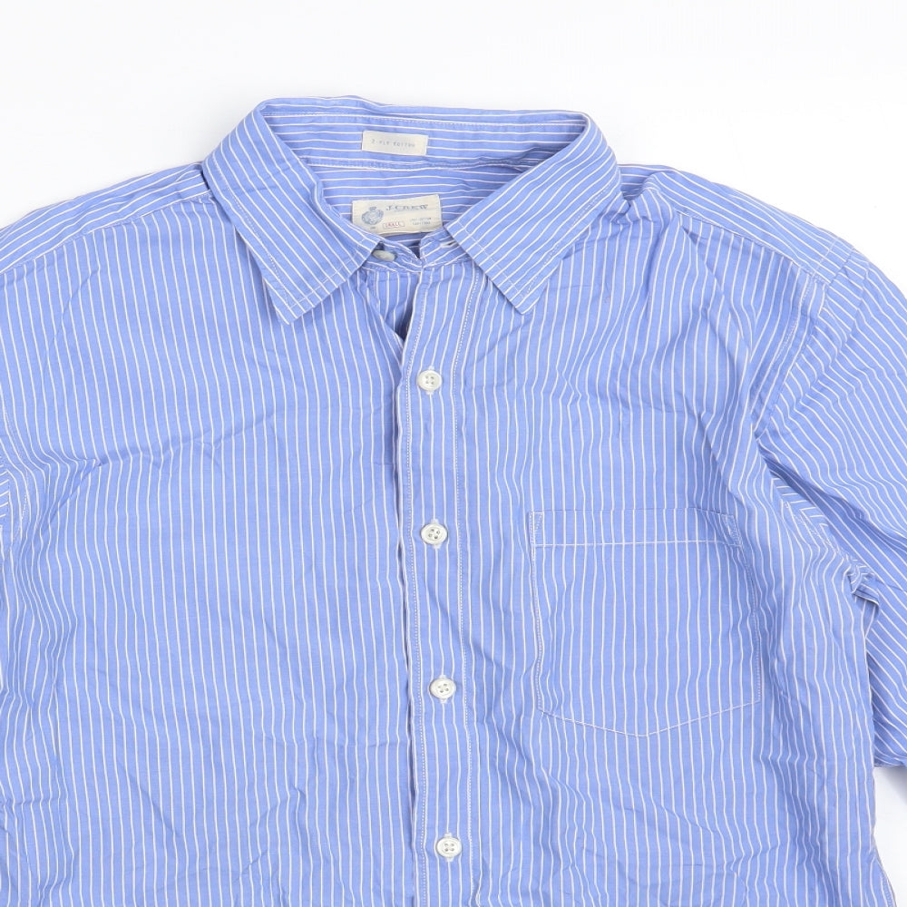 J.CREW Mens Blue Striped Cotton  Button-Up Size S Collared Button
