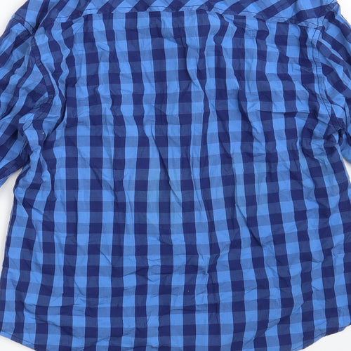 KINGPIN Mens Blue Check Cotton  Button-Up Size S Collared Button