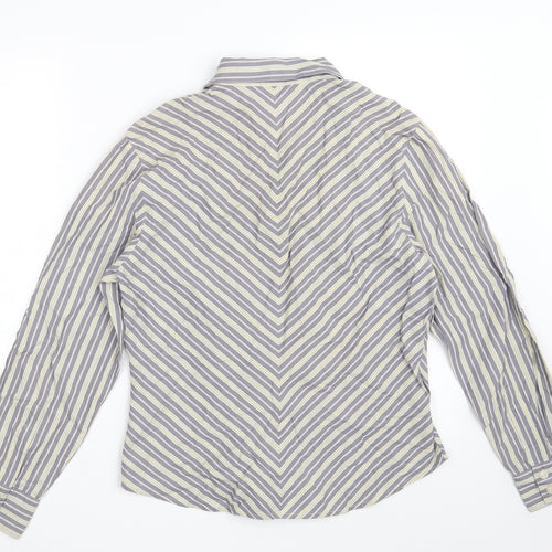 Express Womens Grey Striped 100% Cotton Basic Button-Up Size 12 Collared - Size 11-12