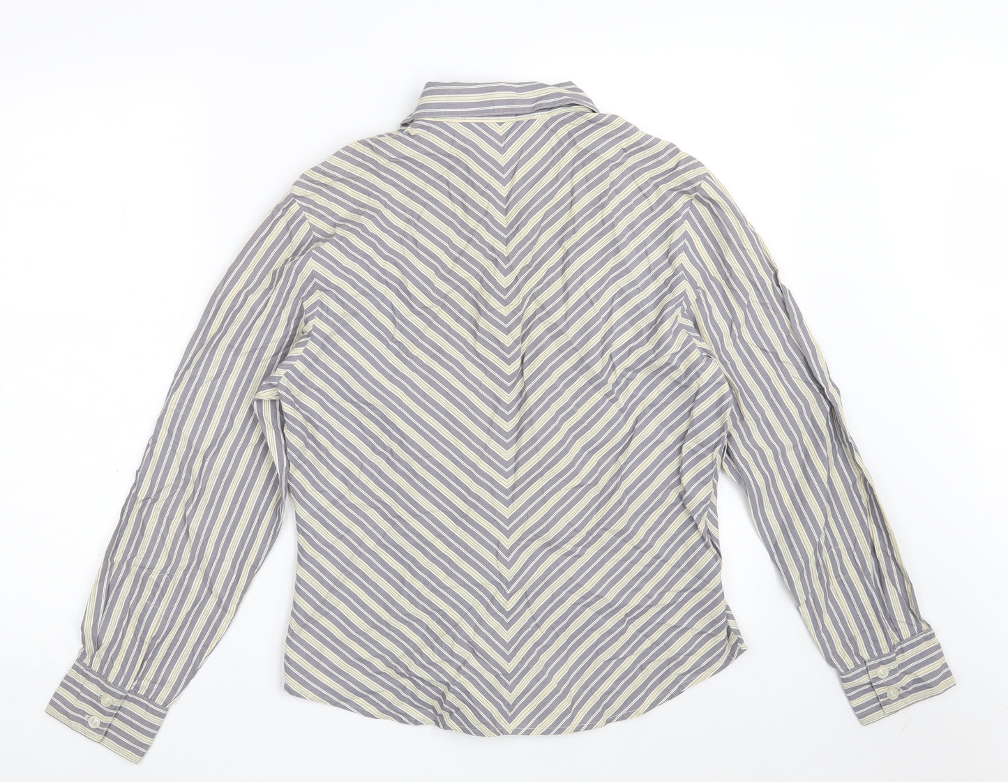 Express Womens Grey Striped 100% Cotton Basic Button-Up Size 12 Collared - Size 11-12