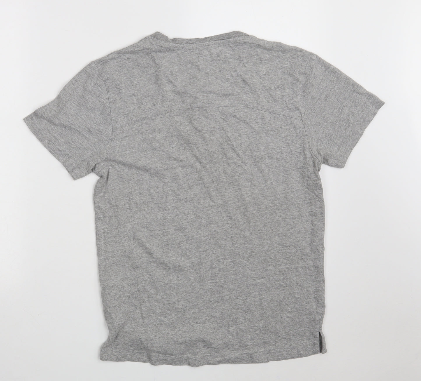 Firetrap Mens Grey  Cotton  T-Shirt Size S Round Neck
