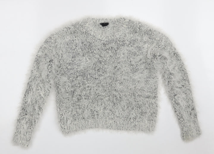 H&M Womens Grey Round Neck Polyester Pullover Jumper Size S