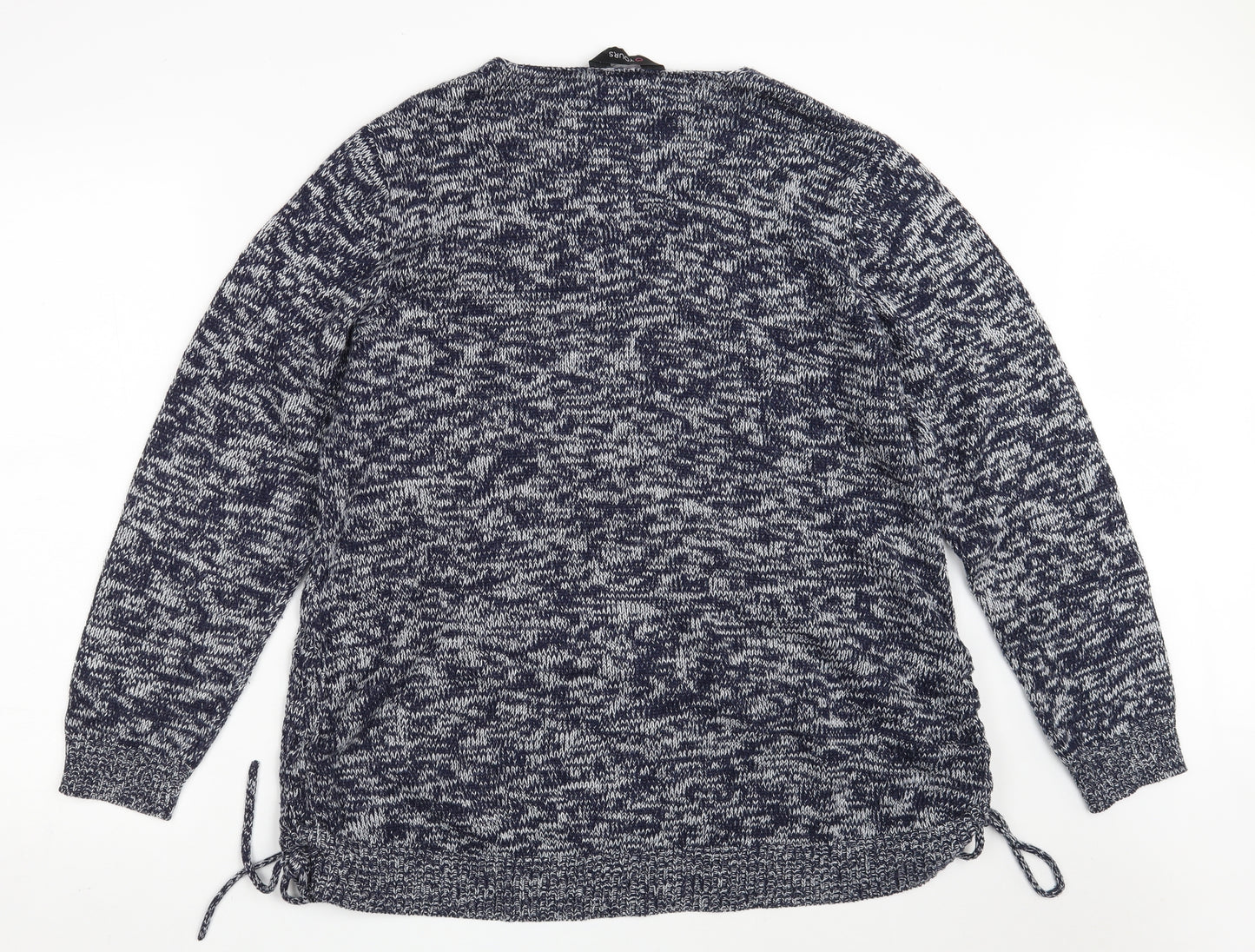 Yours Womens Blue V-Neck  Acrylic Pullover Jumper Size 20