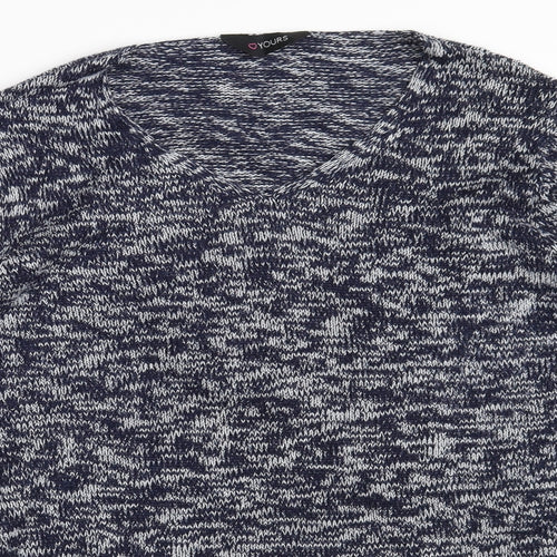Yours Womens Blue V-Neck  Acrylic Pullover Jumper Size 20