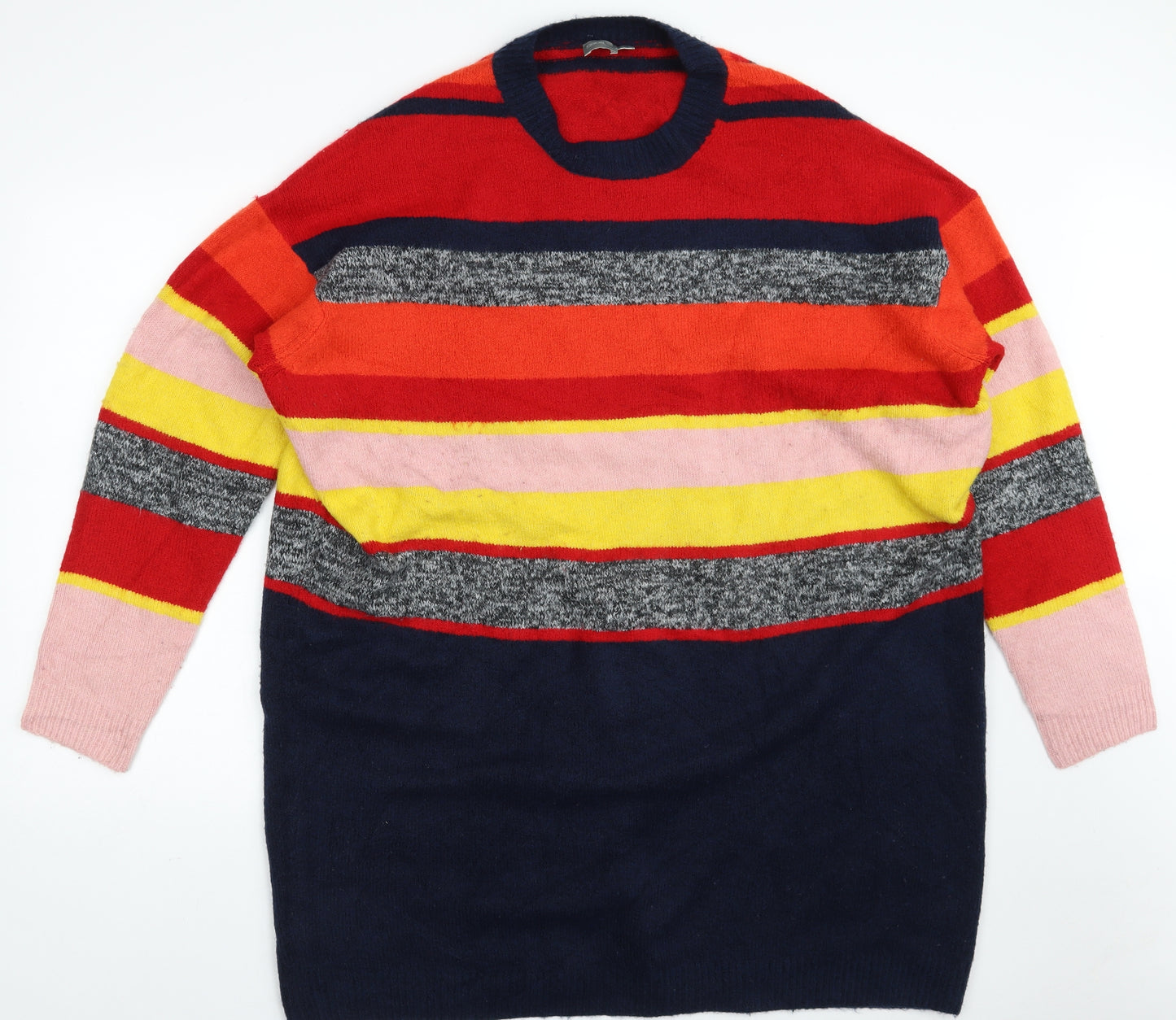 ASOS Womens Multicoloured Round Neck Striped Acrylic Pullover Jumper Size 18