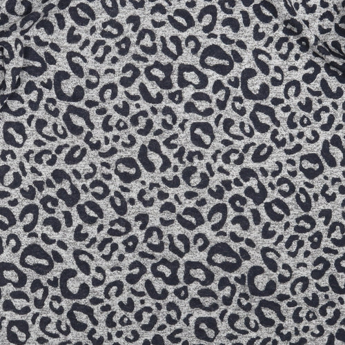 TU Womens Grey Round Neck Animal Print Viscose Pullover Jumper Size 8