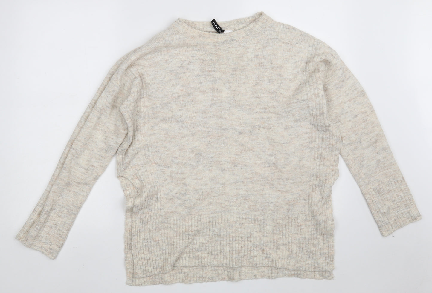 H&M Womens Beige Round Neck  Acrylic Pullover Jumper Size S