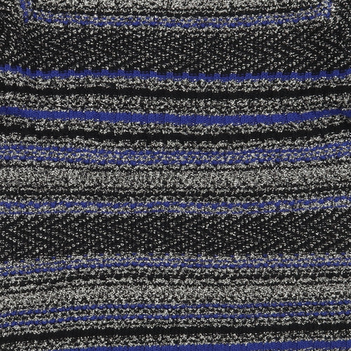 Marks and Spencer Womens Black Boat Neck Striped Cotton Pullover Jumper Size 16