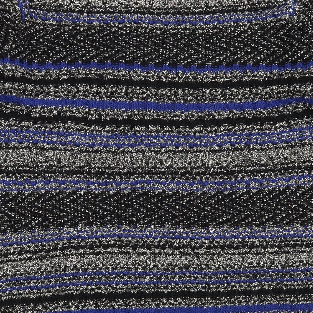 Marks and Spencer Womens Black Boat Neck Striped Cotton Pullover Jumper Size 16
