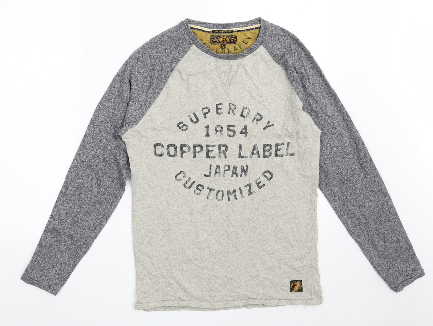 Superdry Mens Grey  Cotton  T-Shirt Size S Round Neck
