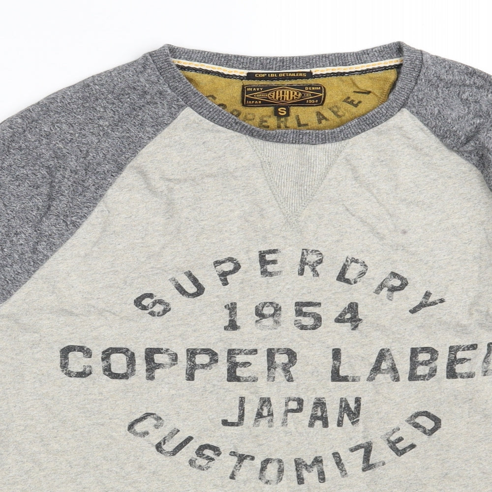 Superdry Mens Grey  Cotton  T-Shirt Size S Round Neck