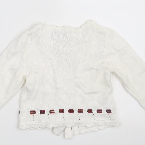 JPW JUNIOR Girls White  100% Cotton Cardigan Jumper Size 6-9 Months  Button