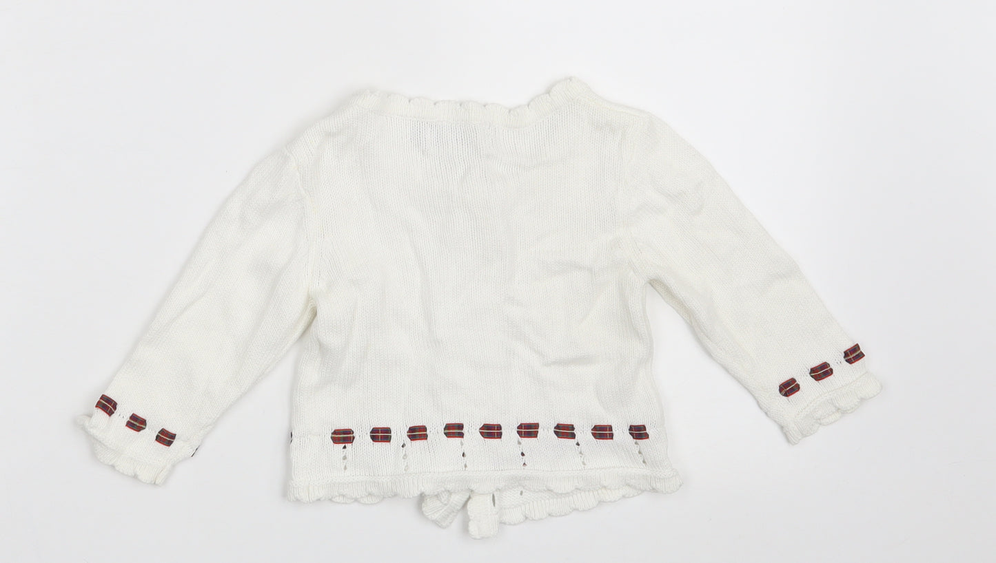 JPW JUNIOR Girls White  100% Cotton Cardigan Jumper Size 6-9 Months  Button