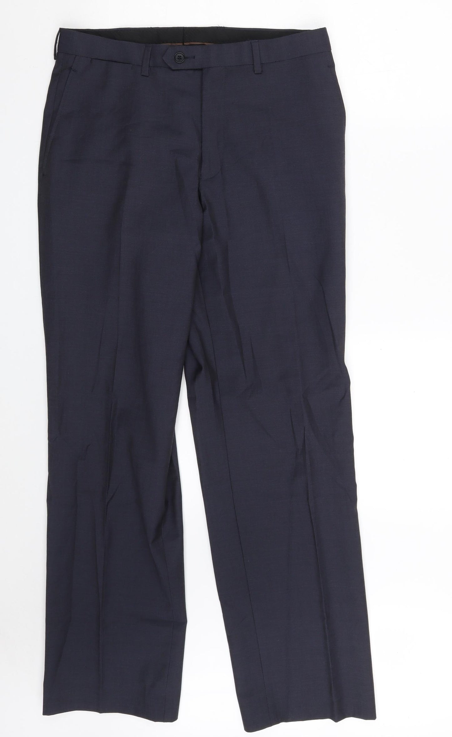 NEXT Mens Blue  Wool Trousers  Size 32 L31 in Regular Zip
