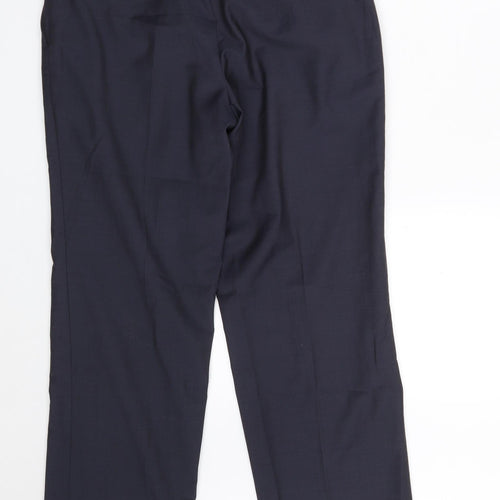 NEXT Mens Blue  Wool Trousers  Size 32 L31 in Regular Zip
