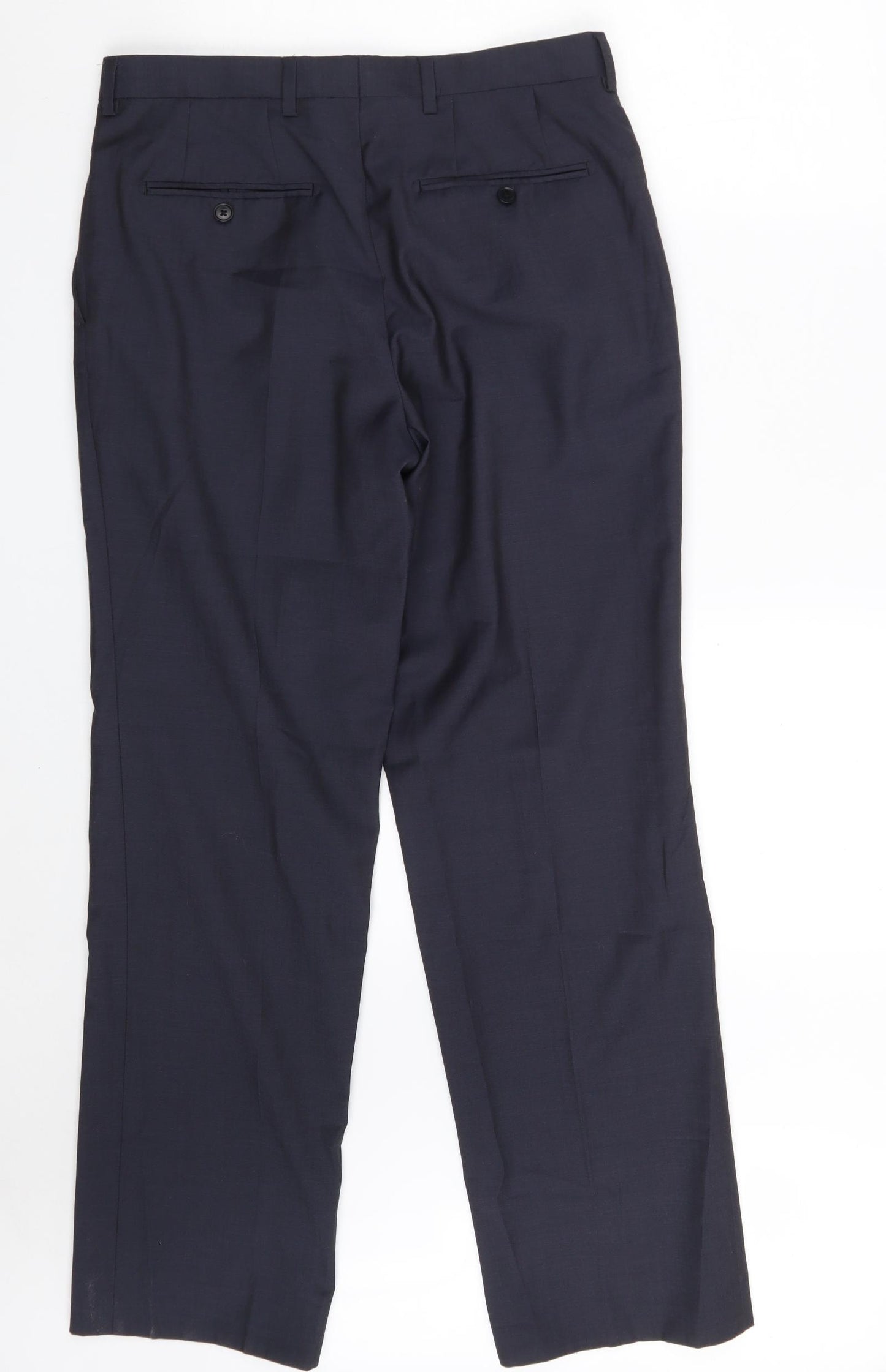 NEXT Mens Blue  Wool Trousers  Size 32 L31 in Regular Zip