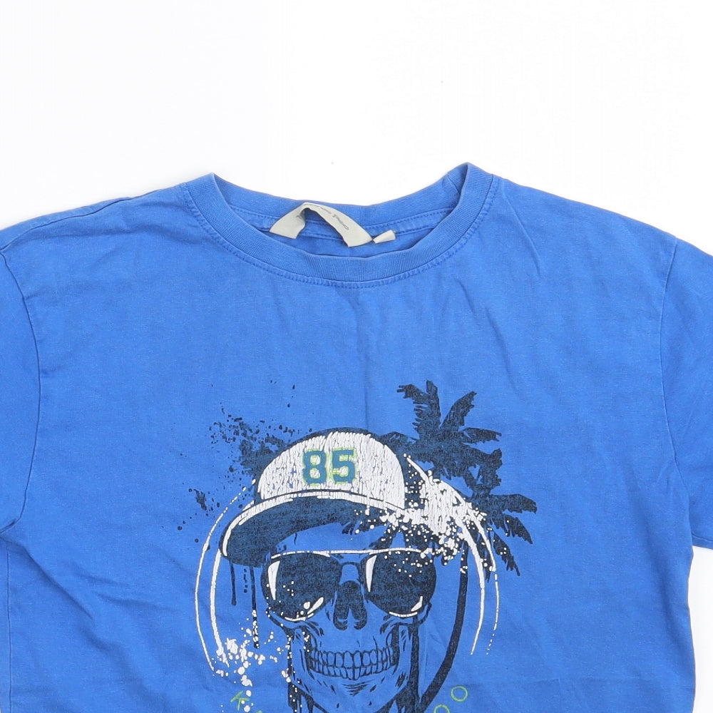 Kangaroo Poo Boys Blue  100% Cotton Basic T-Shirt Size 11-12 Years Round Neck