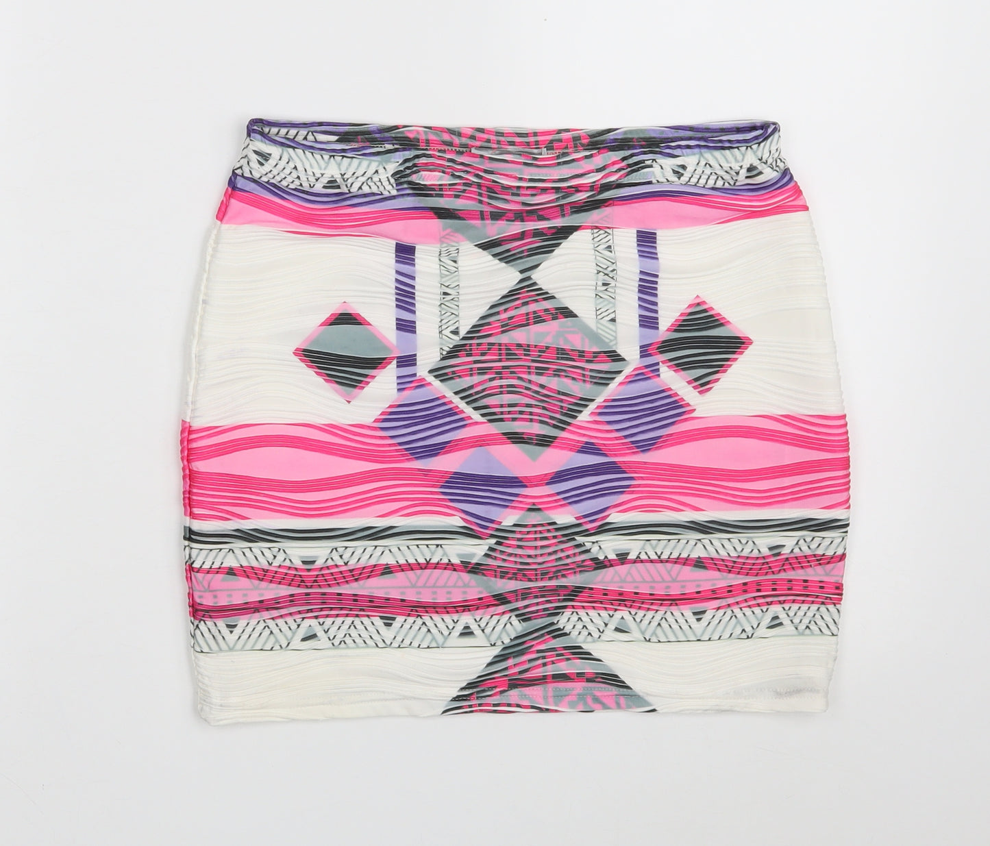 Lipsy Womens Multicoloured Argyle/Diamond Polyester Mini Skirt Size 10