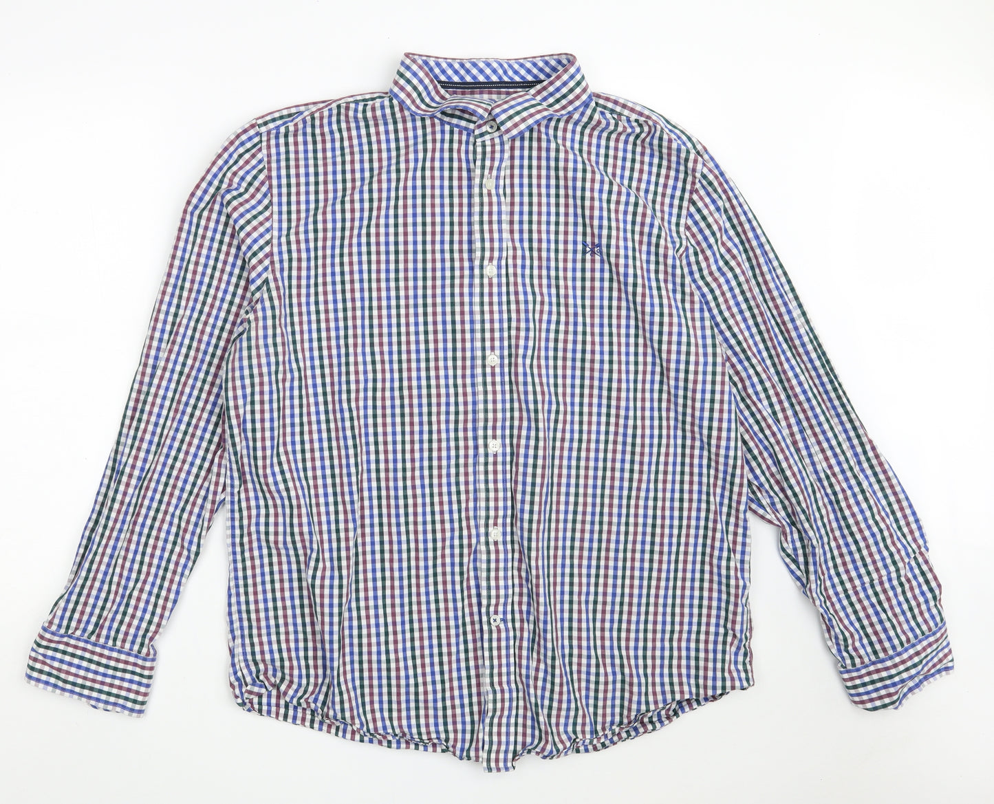 Crew Clothing Mens Multicoloured Check 100% Cotton  Dress Shirt Size 2XL Collared Button