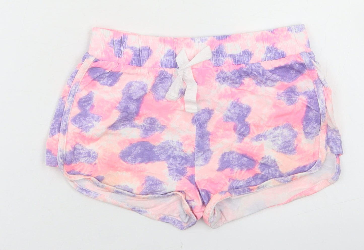 Dunnes Stores Girls Pink  Cotton Sweat Shorts Size 7-8 Years  Regular Drawstring - Tie Dye