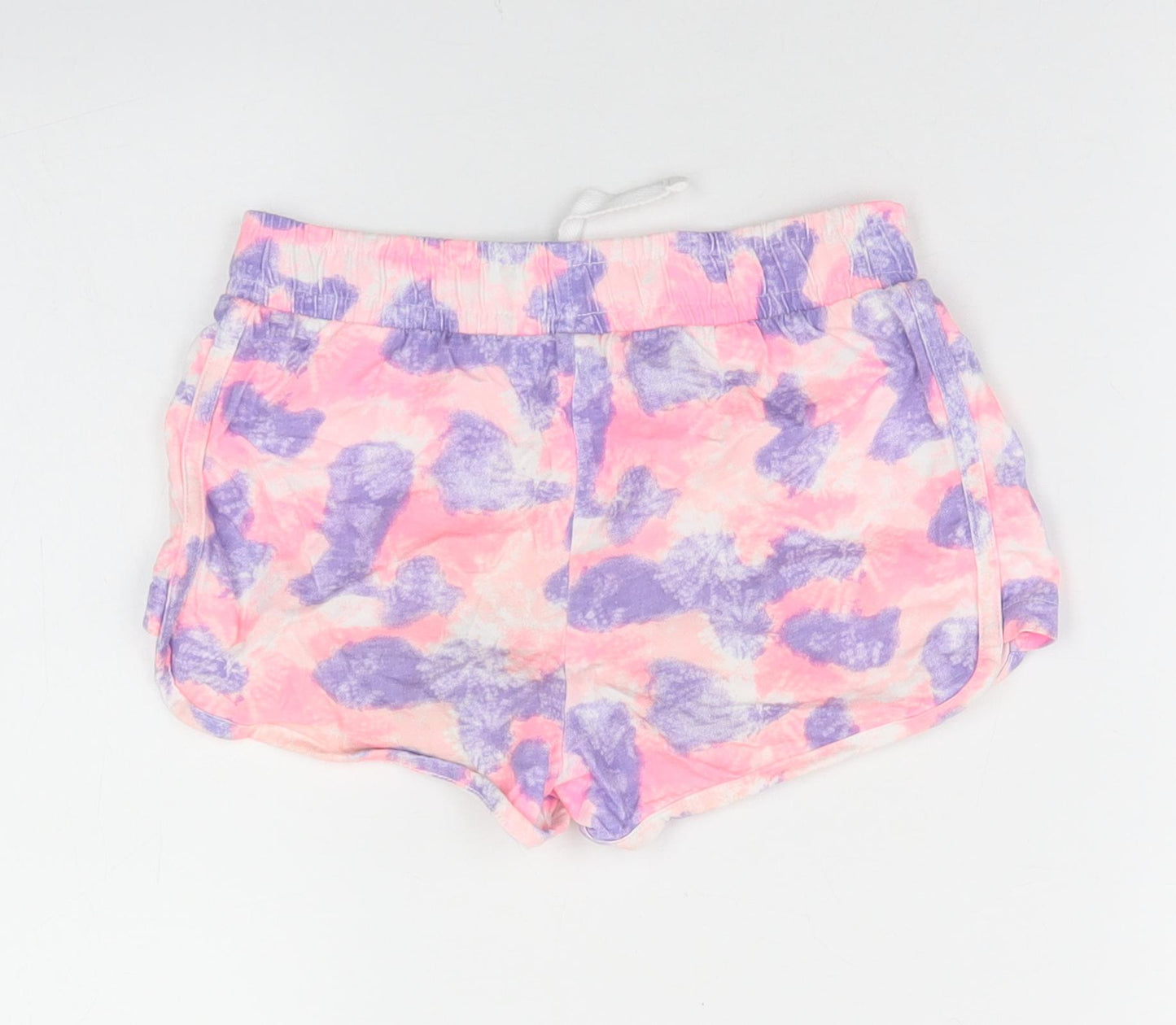 Dunnes Stores Girls Pink  Cotton Sweat Shorts Size 7-8 Years  Regular Drawstring - Tie Dye