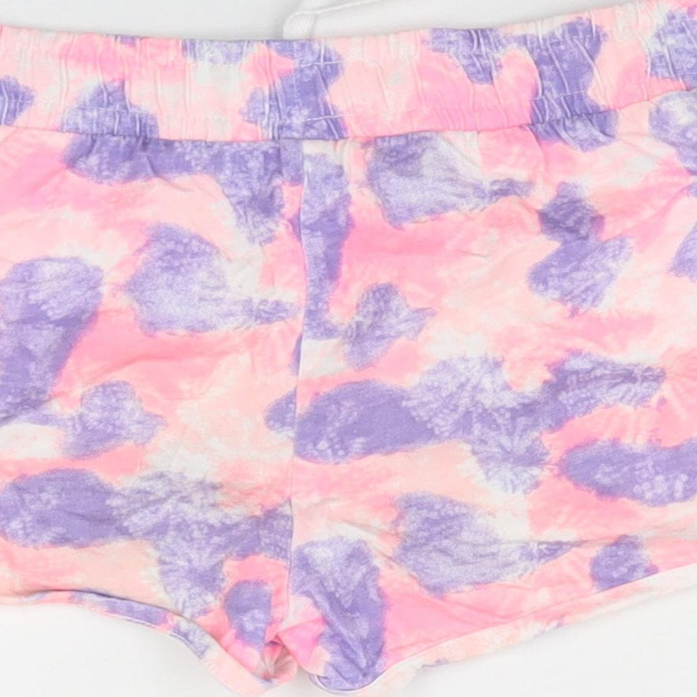 Dunnes Stores Girls Pink  Cotton Sweat Shorts Size 7-8 Years  Regular Drawstring - Tie Dye