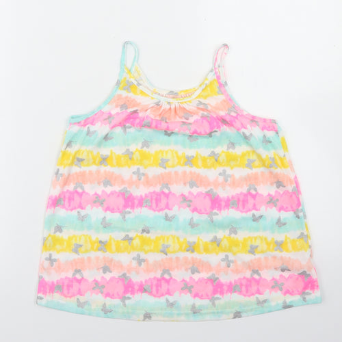 Isaac Mizrahi Girls Multicoloured Floral Polyester Camisole T-Shirt Size 7-8 Years Round Neck  - Tie Dye