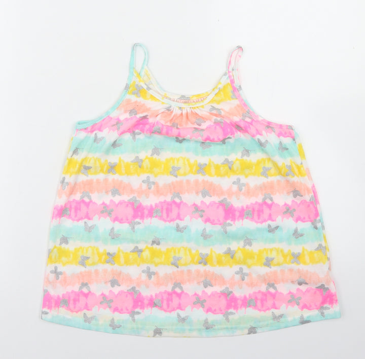 Isaac Mizrahi Girls Multicoloured Floral Polyester Camisole T-Shirt Size 7-8 Years Round Neck - Tie Dye