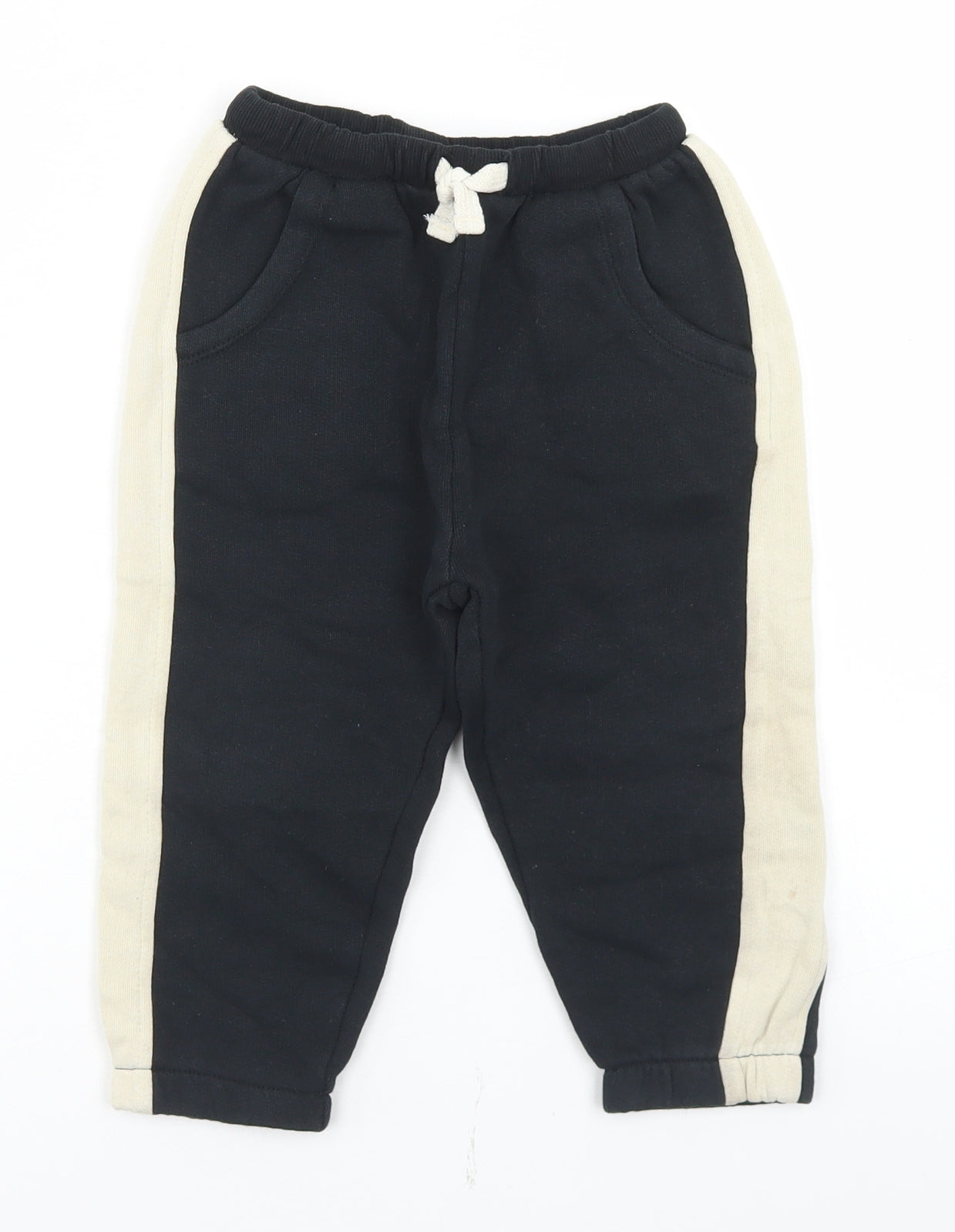 Zara Boys Black Colourblock Polyester Jogger Trousers Size 3-4 Years  Regular Drawstring