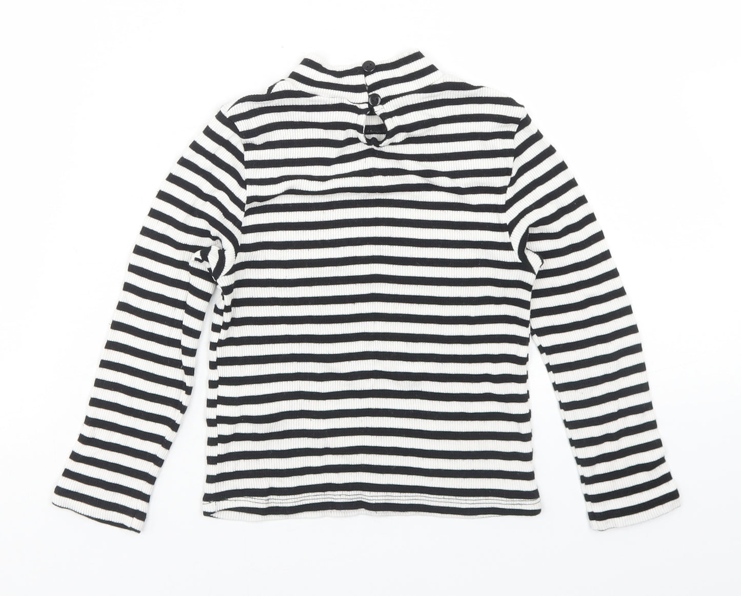 Miss Selfridge Womens White Striped Viscose Cropped T-Shirt Size 4 Mock Neck