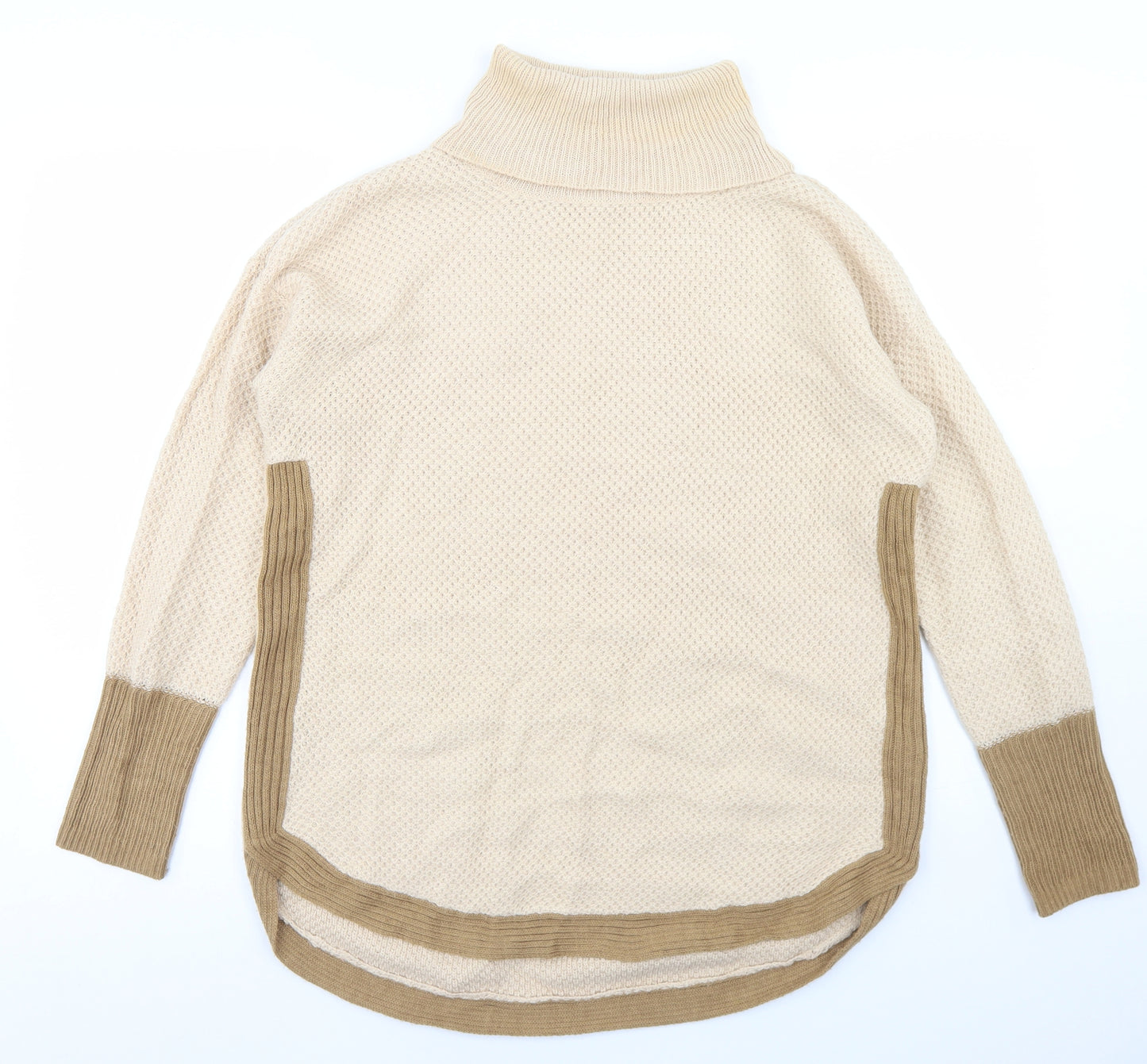 Gallery Womens Beige Roll Neck  Acrylic Pullover Jumper Size S