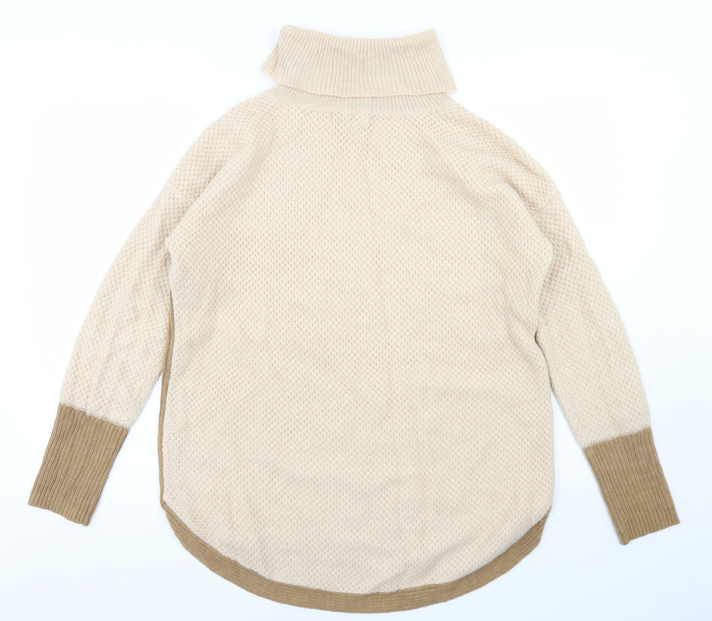 Gallery Womens Beige Roll Neck  Acrylic Pullover Jumper Size S