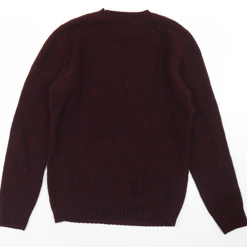 Cedar Wood State Mens Purple Crew Neck  Acrylic Pullover Jumper Size S