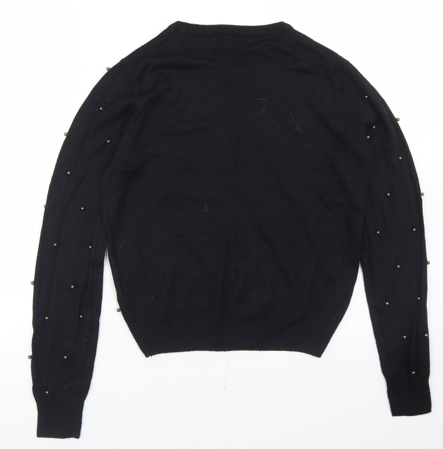 New Look Womens Black Crew Neck  Acrylic Pullover Jumper Size 10