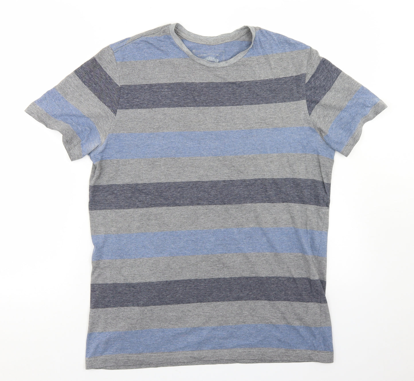 Cambridge Dry Goods Mens Multicoloured Striped Cotton  T-Shirt Size M Crew Neck